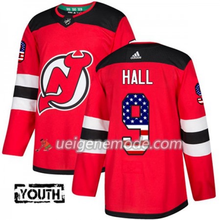 Kinder Eishockey New Jersey Devils Trikot Taylor Hall 9 Adidas 2017-2018 Rot USA Flag Fashion Authentic